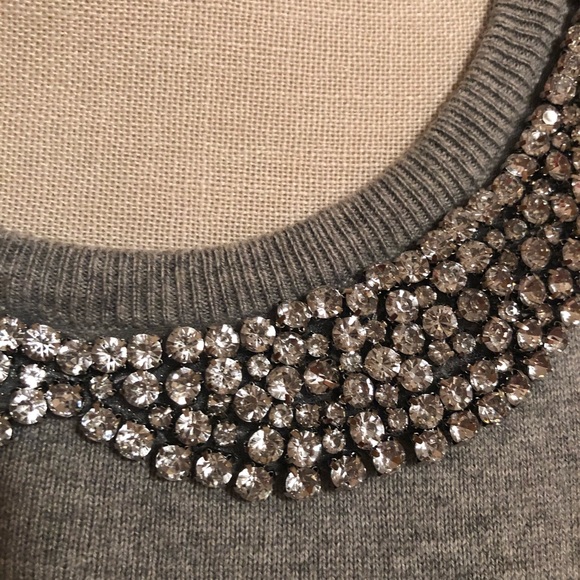 M//Ellie short sleeve sweater NWT rhinestone beaded neckline - Picture 3 of 10